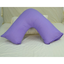 (Purple) V Shaped Quilted Pillow with free Pillowcase Polycotton Head Neck Maternity & Baby Support Standard Size Cushion
