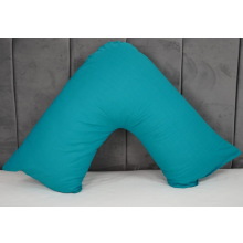 (Teal) V Shaped Quilted Pillow with free Pillowcase Polycotton Head Neck Maternity & Baby Support Standard Size Cushion