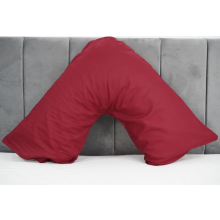 (Burgundy) V Shaped Quilted Pillow with free Pillowcase Polycotton Head Neck Maternity & Baby Support Standard Size Cushion