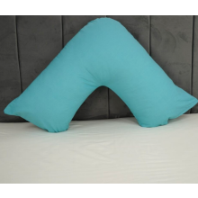 (Aqua) V Shaped Quilted Pillow with free Pillowcase Polycotton Head Neck Maternity & Baby Support Standard Size Cushion