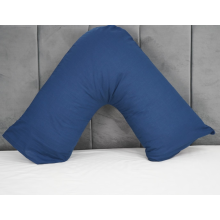 (Navy Blue) V Shaped Quilted Pillow with free Pillowcase Polycotton Head Neck Maternity & Baby Support Standard Size Cushion