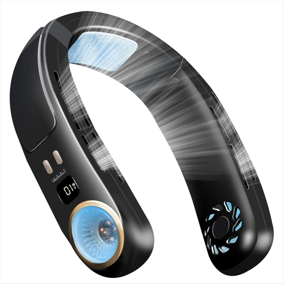 Neck Air Conditioner Portable Rechargeable Bladeless Neck Fans Black-image-OPC-PKFRJ5J-NEW