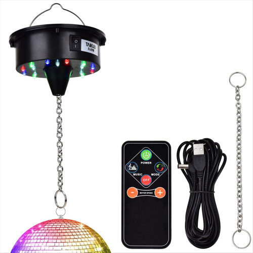 Disco Ball Motor Lights with Remote,3-15RPM Adjustable Spinner 1