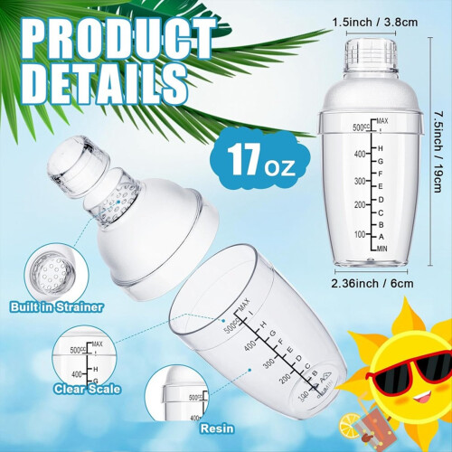 4 Pcs Plastic Cocktail Shaker Hand Drink Mixer Shaker 1