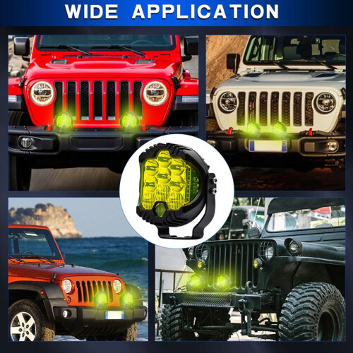 3 Inch Three Side illuminated Work Lights LED Headlights,Yellow 1