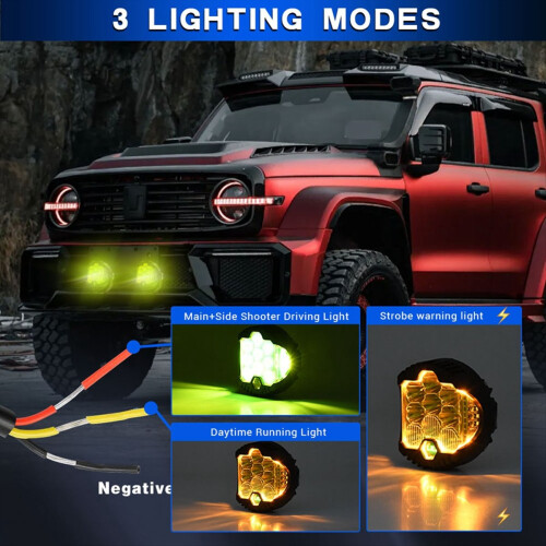 3 Inch Three Side illuminated Work Lights LED Headlights,Yellow 2