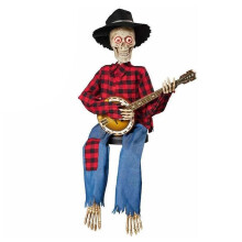 Dueling Banjo Skeletons Animated Halloween Decor with Light Eyes