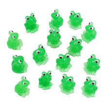 Set of 15 Green Luminous Miniature Frogs Resins Figurines Glow