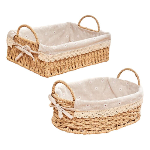 Handwoven Storage Baskets with Handles Kitchen Organizer B 1