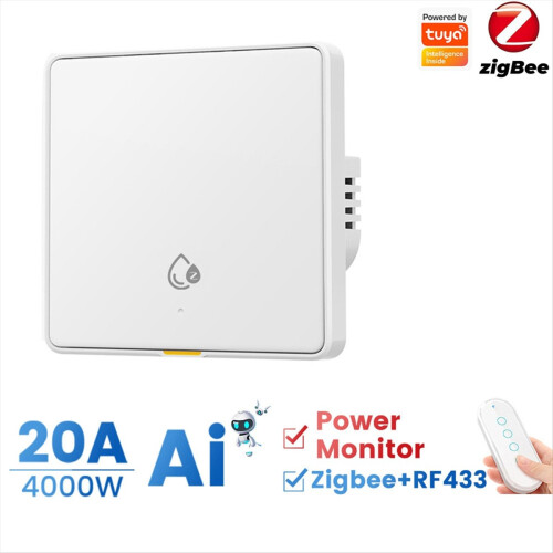 20A 4000W Tuya Zigbee RF433 Smart Switch Monitor Weiß 1