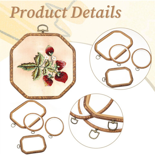 Embroidery Hoop Frame Imitated Wood for Display DIY 2
