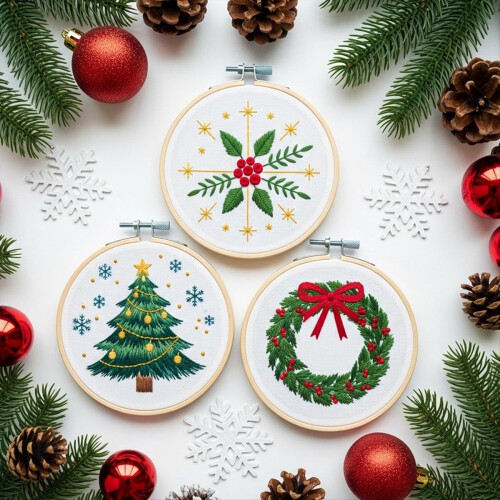 Set di 9 mini telai da ricamo in bambù da 3 pollici 1