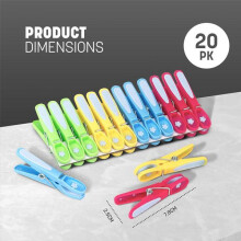 (Mixed, 24 Pack) KEPLIN 20-Pack Black Laundry Pegs - Durable Plastic Clothespins with Strong Spring & Secure Clamping for Indoor & Outdoor Use - Safe,