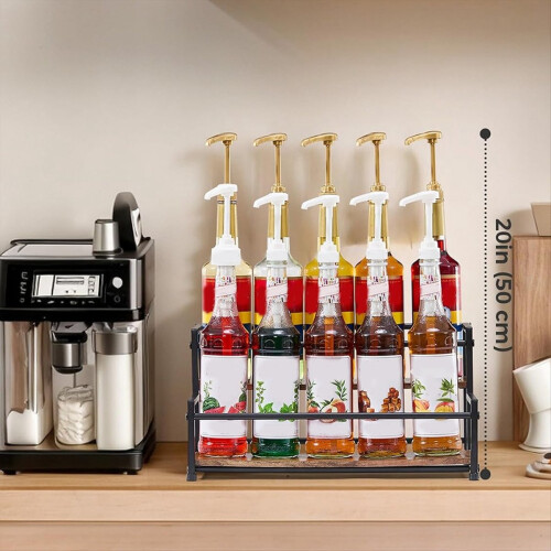 Coffee Syrup Organizer, 2-Tier 10 Syrup Bottles Rack 2