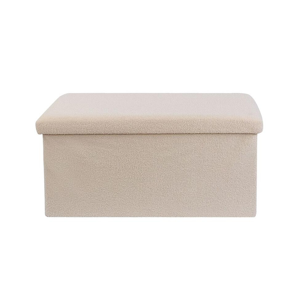 (Cream) Cream or White Teddy Boucle Foldable Storage Box with Lid, Teddy Boucle Fabric Footrest with Storage, Rectangle Soft Touch Teddy Finish,-image-OPC-PKFRWSM-NEW