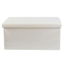 (White) Cream or White Teddy Boucle Foldable Storage Box with Lid, Teddy Boucle Fabric Footrest with Storage, Rectangle Soft Touch Teddy Finish,