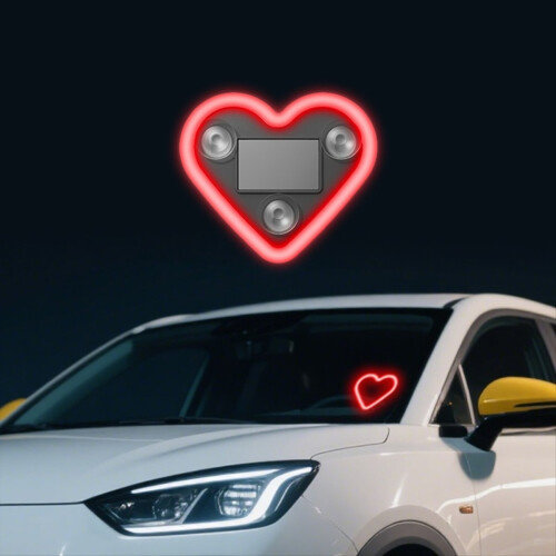 Car LED Ambient Heart Solar Neon Light for Triangle Window Red 1