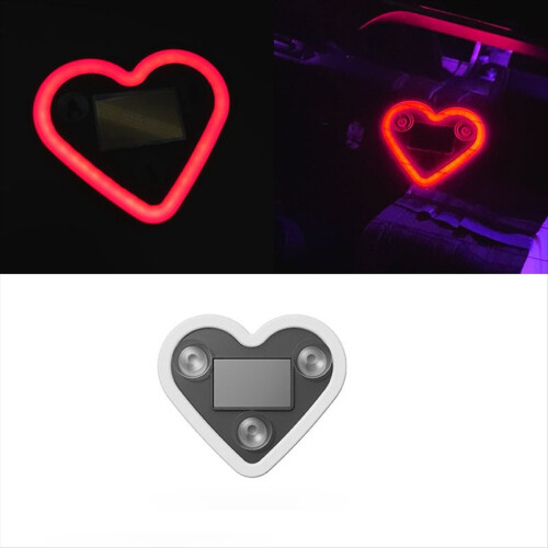 Car LED Ambient Heart Solar Neon Light for Triangle Window Red 2