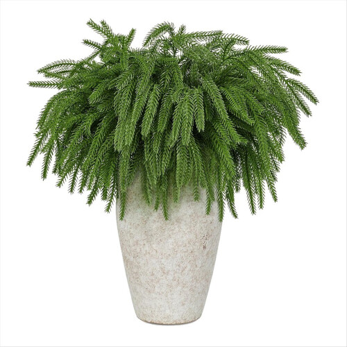 8PCS Christmas Norfolk Pine Branches,Artificial Faux Greenery Stem