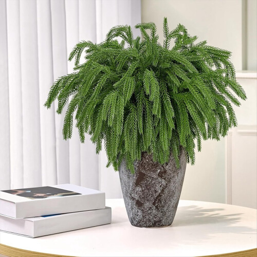 8PCS Christmas Norfolk Pine Branches,Artificial Faux Greenery Stem 1