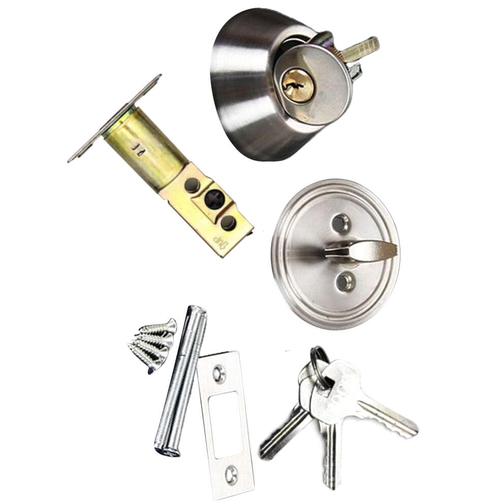Round Entry Door Handle With Lock & Key Stainless Steel Modern 7751000026752