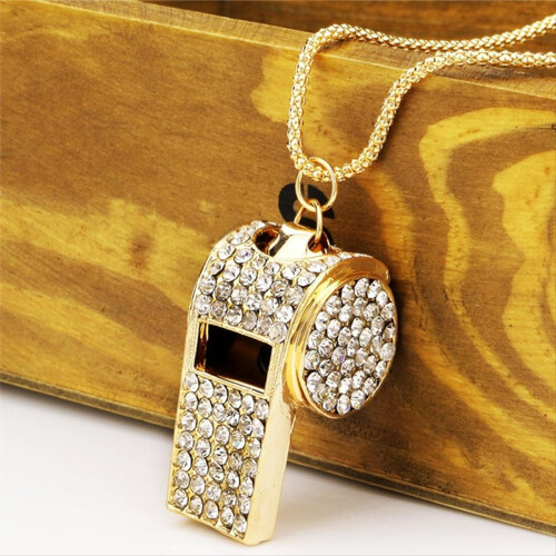 2 Pack Bling Whistle Crystal Rhinestone with Chain,Shining Whistle 2