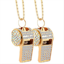 2 Pack Bling Whistle Crystal Rhinestone with Chain,Shining Whistle
