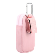 Borsa portaoggetti portatile per MP3/MP4 con fibbia e finestra trasparente, rosa