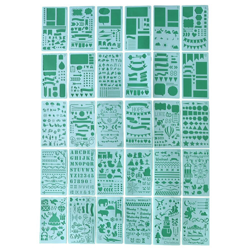 Junk Journaling Stencil Set Template Geometry Shape Planner 1-30