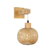 Retro-Bambus-Nachttischlampe, Wandleuchte mit E27-Fassung