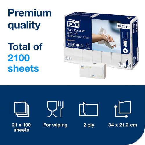 Tork Xpress Multifold Hand Towel, White, Extra Soft, Compatible with 1