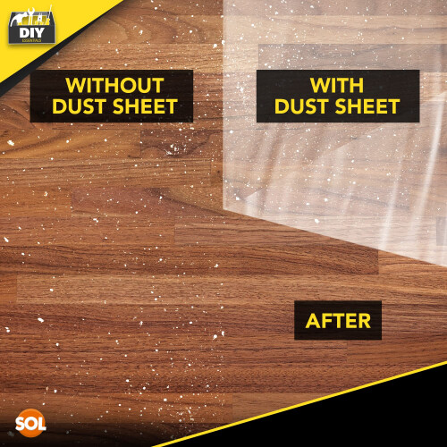 SOL SOL 4pk Polythene Dust Sheets - Large 3.6m x 2.7m Plastic Sheets for 2