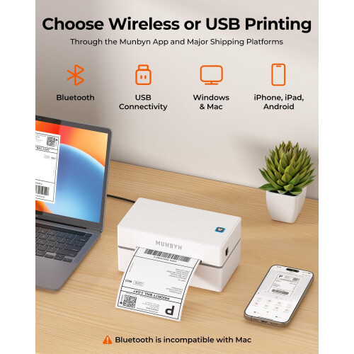 MUNBYN Shipping Label Printer Bluetooth, Postage Thermal Label | quali 1