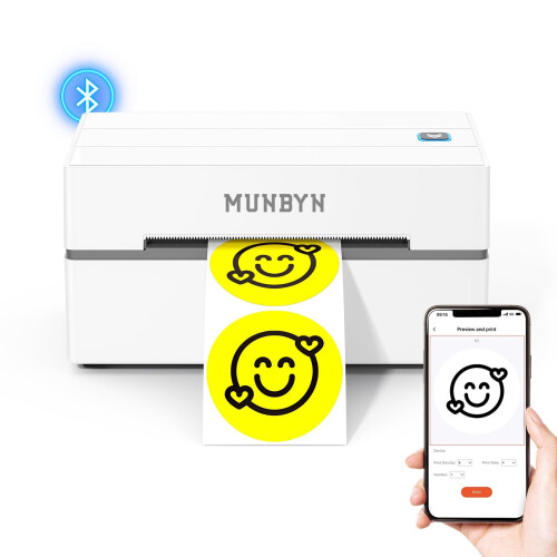 MUNBYN Shipping Label Printer Bluetooth, Postage Thermal Label | quali