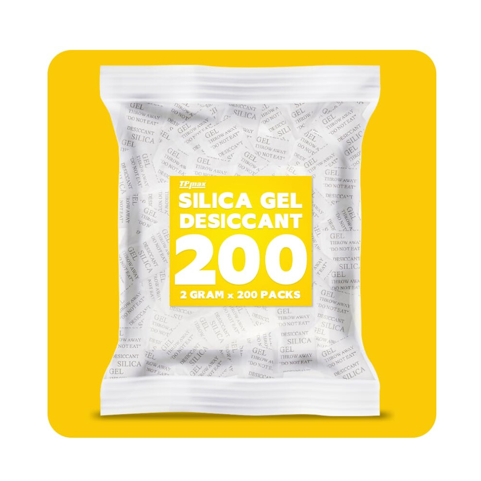 Tpmax 200 Packets 2 Gram Silica Gel Desiccant Absorber Dehumidifiers | Quali