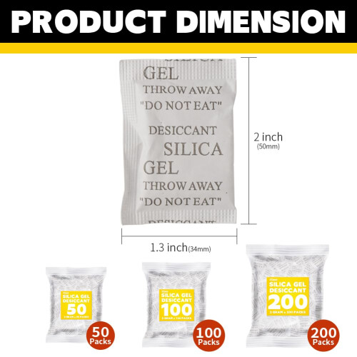 200 Packets 2 Gram Silica Gel Desiccant Absorber Dehumidifiers | quali 1