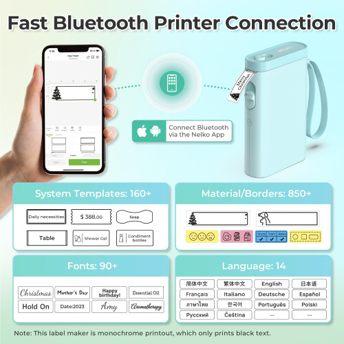 Nelko Label Maker Machine with Tape, P21 Portable Bluetooth Label 1