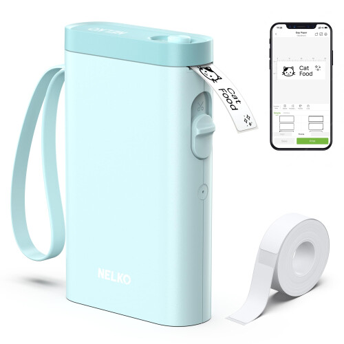 Nelko Label Maker Machine with Tape, P21 Portable Bluetooth Label