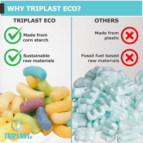 Triplast MultiColour ECO Packing Peanuts (1.5 Cubic Ft) - Corn Starch 2