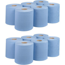 Bargain Factory 12 x Premium Quality 2-Ply Blue Centrefeed Paper Hand