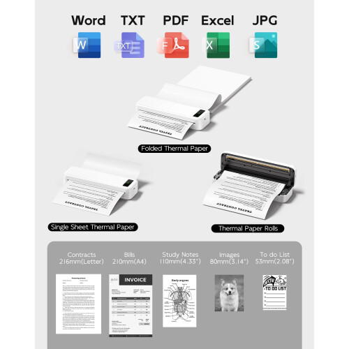 Portable Thermal Printer A4 Inkless Wireless Bluetooth 300Dpi | qualit 2