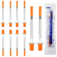 GUZHAIREN 10 Pack 1ml Syringes with Needle 30G 8mm Disposable Needles
