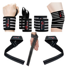 ANTEROOF Strength Training Essentials: Knee Wraps, Wrist Wraps, and Lifting Straps Set - Ultimate Gym Protection for Weightlifting, Bodybuilding, and