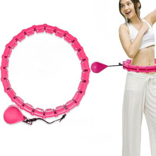 Smart Hula Ring Hoops, Weighted Hula Circle 24 Detachable Fitness Ring 360 Auto Rotation, Auto-Spinning Ball Massage, Weight Loss Hula Hoop for Adults