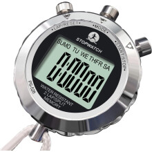 Rolilink Stoppuhr, Metall-Stoppuhr f?r Sport, wasserdichte Stoppuhren, Timer f?r Sport und Wettk?mpfe (2 Runden-Metall)