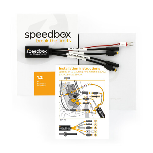 SpeedBox 1.2 compatible with Shimano E8000, E7000, E6100, E5000 / E-Bike tuning chip with + E-Tube Port compatible with Di2 + Satellite System 1