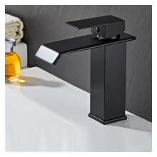 Waterfall Basin Faucet Gold and Black Bathroom Sink Mixer Deck Mounted Short Kitchen Tap 1-Color Specifications