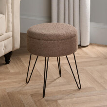 (Mink) OHS Boucle Fleece Foot Stool Storage Seat Chair
