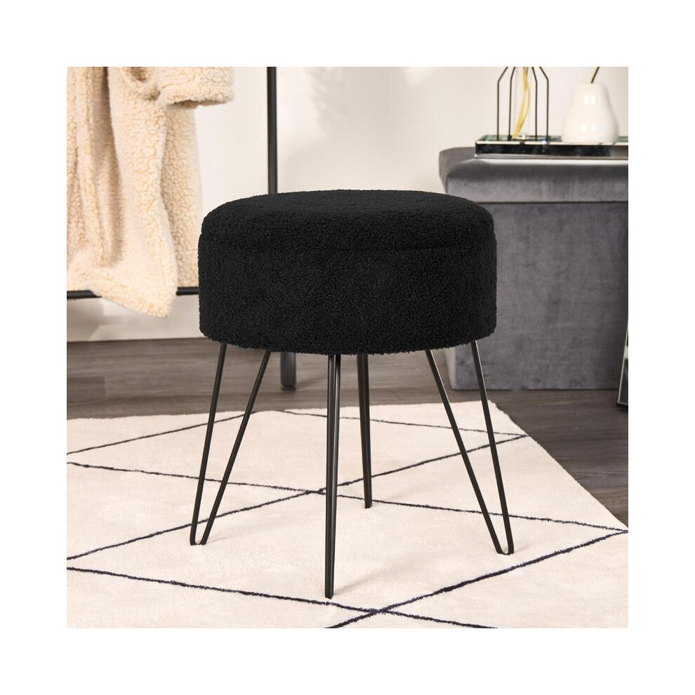 (Black) OHS Boucle Fleece Foot Stool Storage Seat Chair-image-OPC-PKFSDZZ-NEW