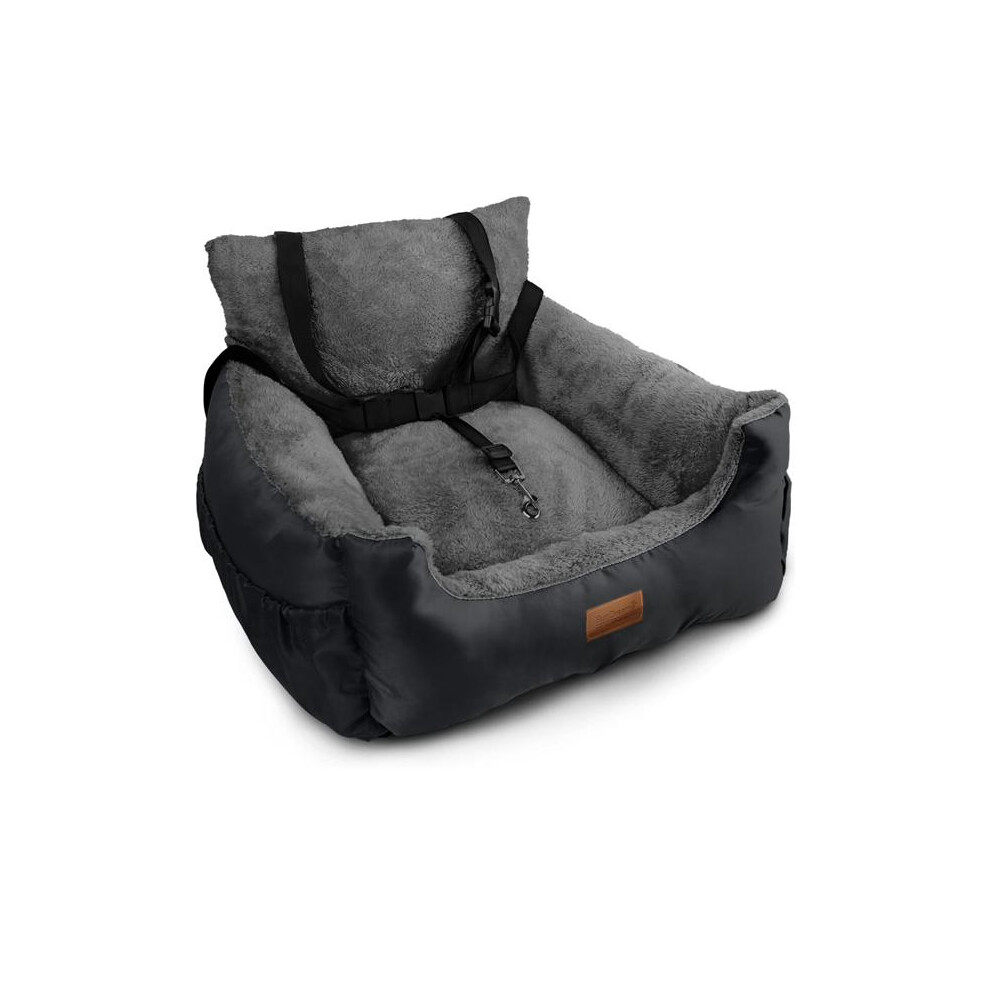 (Black / Grey) Furdreams Dog Car Seat Plush & Cosy Pet Car Booster Seat Small Dogs & Cats